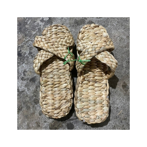Chaussures en fibre tressée de jacinthe d'eau Sabrina, motif lotus bleu, à rayures, à bout ouvert, pour la maison, l'intérieur et l'hôtel, respirantes, VENTE CHAUDE - Product Image 4