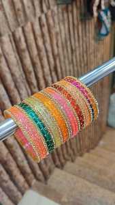 Premium Quality <b>Glass</b> Multi Set With Golden <b>Glass</b> Stone <b>Bangles</b> Beautiful Colours Perfect For All Occasions - Product Image 4
