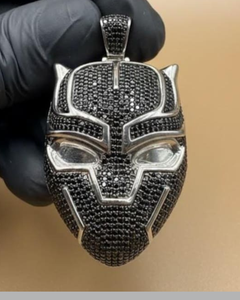 Pendentif Hip Hop Panthère Noire glacée, Pendentif Captain America Noir, Pendentif en Argent 925, Pendentif Diamant Moissanite VVS pour Hommes - Product Image 1