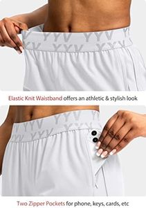Women Athletic Shorts Quick Dry Fabric <b>Elastic</b> Waist Side Slit Zipper Pocket Lightweight Gym Fitness Shorts by TANAZAINRA - Product Image 5