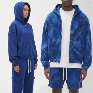 Sweat à capuche zippé en molleton épais tie-dye personnalisé pour homme, style streetwear hiver, coupe oversize décontractée, vente en gros - Product Image 3