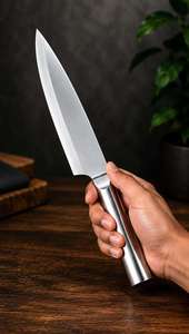 Juego de Cuchillos de Chef de Acero Inoxidable de 6 Piezas Hechos a Mano con Diseño Ambidiestro y Fundas de Cuero, Calidad Premium, Venta al Por Mayor para Cocina - Product Image 4
