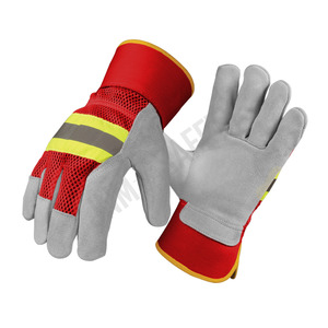 Gants de sécurité de qualité supérieure pour ouvriers du bâtiment en Floride, durables et résistants, en cuir de vachette pleine fleur 11 oz avec dos en maille, protection industrielle des mains - Product Image 6