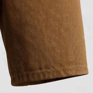 Shorts en jean en coton pour hommes, imprimés avec logo, style streetwear hip-hop, longs, délavés, couleur personnalisée, vente en gros - Product Image 6