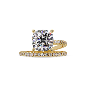 Fine Jewelry Cushion Solitaire Lab Grown Diamond 14k Pure Gold Engagement <b>Rings</b> 1CT 2CT 3CT IGI Certified <b>Open</b> wrap Bridal <b>Rings</b> - Product Image 1