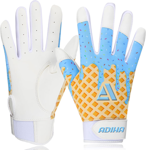 Unisex Professional Customized Logo Design Genuine Soft Cabretta Leather Batting Gloves <b>Hook</b> Loop Closure Wrist Support - Product Image 1