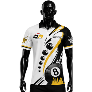 ORVO SPORTS Camiseta de Bolos Casual para Hombre, Manga Corta, Estampado por Sublimación, Secado Rápido, Transpirable, 100% Poliéster, Negra, Estilo Americano - Product Image 1