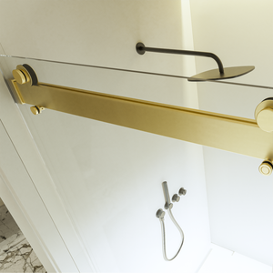 Frameless 68-72 pollici X 76 pollici doppia porta scorrevole doccia Soft-Close caratteristica 3/8 pollici di spessore SGCC temperato spazzolato oro - Product Image 4