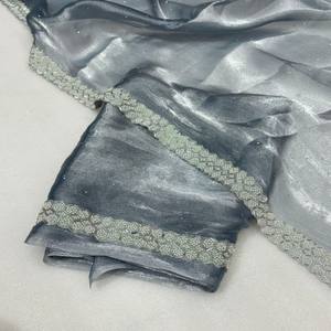 Sari de Seda Premium VASTRA COTTAGE con Bordado a Mano Zarkhan, Diseño Intrincado, Estilo Bollywood Elegante, Colección para Fiestas - Product Image 3