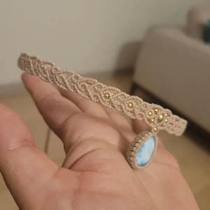 สร้อยคอมาคราเม่ไข่มุกเทียมธรรมชาติ ทำด้วยมือ จี้รูปหยดน้ำสีฟ้า เครื่องประดับลายดอกไม้เรียบง่ายสวยงาม - Product Image 6