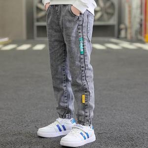 Jean en denim 100% coton, grande taille, coupe slim, ample, droite, taille élastique, doux, respirant, bleu délavé, blanc, clair, moyen - Product Image 2