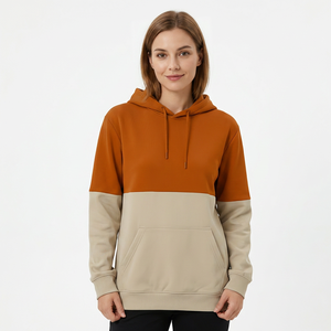 Sweat-shirt à capuche pour homme, coupe oversize, décontracté, en molleton bouclette, avec poches, design color block, tricoté, coupe classique, automne - Product Image 3