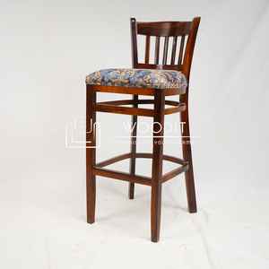 Tabouret de bar moderne réglable en bois massif et tissu - Chaise haute durable pour usage commercial avec design personnalisé - Product Image 4