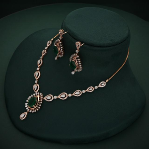 Conjunto de joyería de oro rosa con esmeraldas y diamantes talla pera, conjunto de collar y aretes de lujo para boda de mujer - Product Image 6