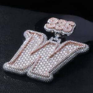 Hip Hop Jewelry Mens Iced Custom Letter Charm Pendant 925 Sterling Silver VVS Moissanite Number Name Initial Logo - Product Image 1