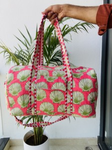 Sac de voyage week-end en coton pur indien fait main, matelassé, léger, luxueux, portable, grande capacité, écologique - Product Image 2
