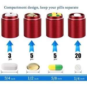 2 Pezzi Portapillole Portatile in Lega di Alluminio con 3 Scomparti, Impermeabile, Dispenser per Pillole, Piccolo Contenitore Tascabile con Portachiavi - Product Image 2