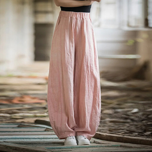 Pantalones Cargo Holgados de Algodón y Lino para Mujer, Elegantes, Vintage, con Cintura Elástica, para Yoga, Casuales, Largos, de Pierna Ancha, Talla Grande - Product Image 6