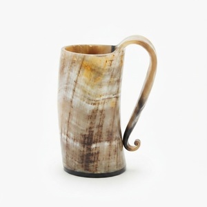 Custom Logo Ox Horn <b>Beer</b> Mug Handcrafted Eco-Friendly Viking Horn Mug Wholesale Medieval Drinking Horn Tankard for Bars - Product Image 1