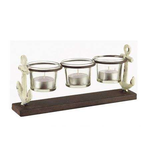 Portavelas colgante rústico de madera con bandeja y cristal para velas de té - Product Image 4