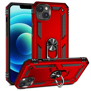 Red Phone Case Extreme Protection Armor Case Dual Layer Protective Ring Kickstand for iPhone 14 Pro max 14Plus 14Pro 14