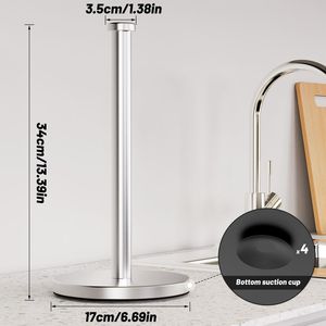 Portarotolo da banco in acciaio inossidabile con base pesante e ventose, supporto verticale per rotoli di carta - Product Image 5