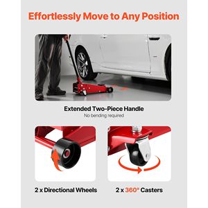 Martinetto idraulico da officina in acciaio a basso profilo da 3 tonnellate (6614 libbre) con pompa a sollevamento rapido a pistone singolo per auto - Product Image 5