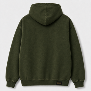 Sweat-shirt à capuche vert olive pour homme Silk Road Operations, coupe oversize, en coton French Terry, avec poche imprimée, décontracté, pour l'automne - Product Image 6