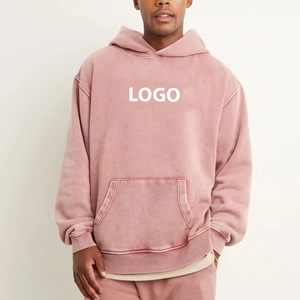 Sudadera con Capucha Extra Grande para Hombre, Color Rosa Sólido, con Logotipo Frontal y Bolsillo, Estilo Casual para Otoño, 100% Algodón, Tejido French Terry, 2026 - Product Image 4