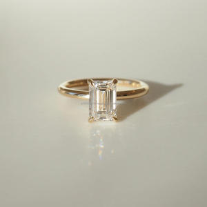 Premium <b>Emerald</b> Shape Moissanite Diamond 925 Sterling <b>Silver</b> Engagement <b>Ring</b> For Wholesale Buyers - Product Image 1