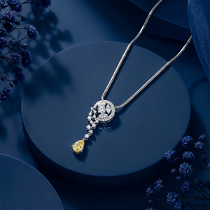 Collar con Colgante de Diamante Amarillo Cultivado en Laboratorio, Diseño de Gota Celestial, Oro Blanco, Joyería Fina de Lujo, Elegante Regalo para Mujer - Product Image 2