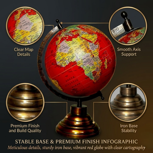 ARTISTIC CRAFTS Globo Terráqueo Moderno con Base de Hierro para Escritorio |   Globo Terráqueo de Plástico para Decoración de Escritorio de Oficina, Mesa de Estudio, Aula - Product Image 3