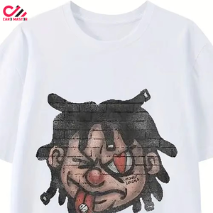 T-shirt à manches courtes pour homme CARE MASTER, imprimé dessin animé blanc, col rond, style streetwear, coupe classique, 100% coton jersey - Product Image 3