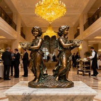 Statue d'ange chérubin en fibre de verre de luxe sur mesure, style Art déco, avec pot intégré, sculpture pour pot de plante, décoration de jardin extérieur, résistante aux intempéries