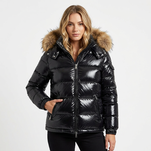 Men's Black Polyester Wadding Bomber Jacket Hooded <b>Fur</b> Trim Eco-Friendly Waterproof Spring Casual <b>Coat</b> Regular Fit Front <b>Vintage</b> - Product Image 6