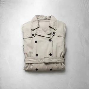 Damen Trenchcoat in Beige, Doppelreihig mit Gürtel, Mac-Jacke, Schlicht, Weich, Leichtgewichtig, Größen S-XXL - Product Image 4
