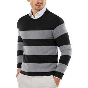 Pull à col rond pour homme, motif géométrique rouge, manches longues, tricot d'hiver, 100% acrylique, épaisseur standard - Product Image 3