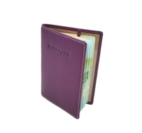 Porte-passeport en cuir véritable italien Castello, avec logo embossé, accessoire de voyage disponible en plusieurs couleurs
