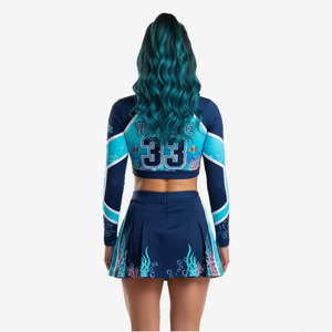 Robe de pom-pom girl à manches longues très populaire, personnalisable avec logo en strass, sublimation pour uniforme de cheerleading pour filles 2026 - Product Image 3
