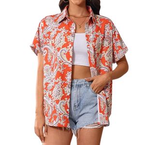 Conjunto de vacaciones para mujer, camisa hawaiana con botones florales, blusa Aloha para viajes de verano a la playa - Product Image 2