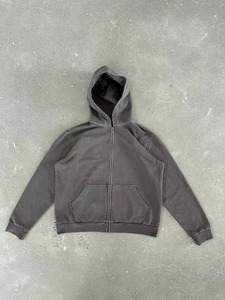 Sweat-shirt à capuche zippé avec poche avant, couleur unie, en molleton, chaud pour l'hiver, coupe oversize, tricoté, imprimé numérique, style streetwear - Product Image 3
