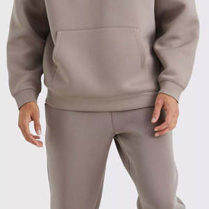 Conjunto de Sudadera con Capucha Gris para Hombre, Manga Larga, Color Sólido, Material de Algodón Informal, Transpirable, para Otoño - Product Image 2