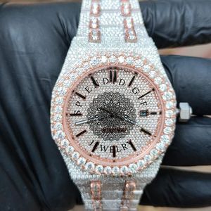 Reloj de Cuarzo de Lujo para Hombre y Mujer, Caja Plateada con Moissanita, 39 mm, Movimiento Analógico ETA, Cristal de Zafiro, Cierre Oculto, Resistente al Agua 10 m, Fecha Automática - Product Image 3