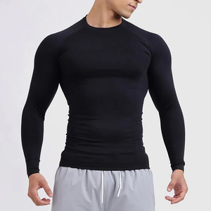 Camiseta personalizada con impresión digital para hombre, manga larga, protección contra erupciones cutáneas, ajuste regular, compresión, ropa deportiva para gimnasio. - Product Image 1