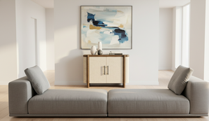 Aparador Moderno de Madera Maciza de Roble de 2 Puertas con Puertas de MDF, Mueble de Almacenamiento Ecológico para Sala de Estar - Product Image 1