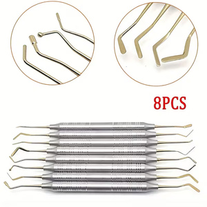 Ensemble de spatules pour composites dentaires en résine, argentées, à poignée moletée, instrument manuel de classe I, 8 pièces - Product Image 4