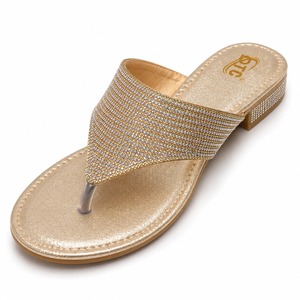 Sandalias de tacón de cuña con purpurina y diamantes de imitación, con tira en V, tipo mule, de punta abierta, para fiesta de verano - Product Image 4