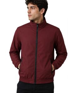 Custom Maroon <b>Men</b> <b>Lightweight</b> Bomber <b>Jacket</b> Full Zip Casual Windbreaker Stand Collar Autumn Streetwear Fashion Coat Outerwear - Product Image 1