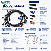 Faisceau de câblage moteur automobile DC 12V 24V IP67 multi-prises étanche pour véhicules et équipements de construction, personnalisable OEM