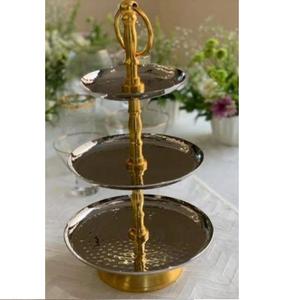 Soporte para Pastel de Boda, Estilo Clásico, Soporte para Pastel de Dos Niveles de Metal Dorado Pulido Brillante, de Última Tendencia - Product Image 2